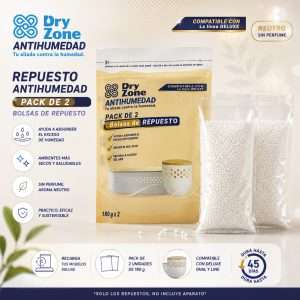 Repuesto Antihumedad Dry Zone Cristales Deluxe 180g X 2 Unid
