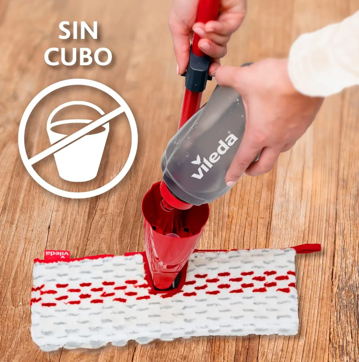 Mopa Plana Con Spray Max PaƱo Microfibra Vileda Rojo 1-2 Spray Max - Imagen 5