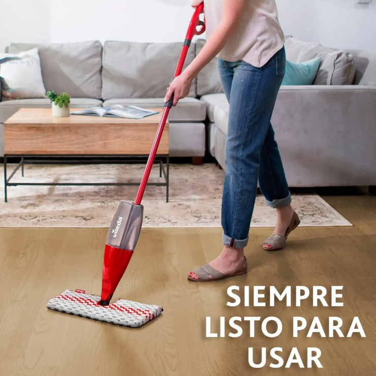 Mopa Plana Con Spray Max PaƱo Microfibra Vileda Rojo 1-2 Spray Max - Imagen 4