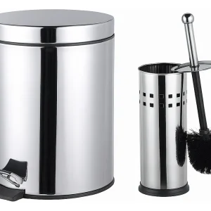 Combo Cesto Residuos 5 Lts Acero Inoxidable + Escobilla Acer