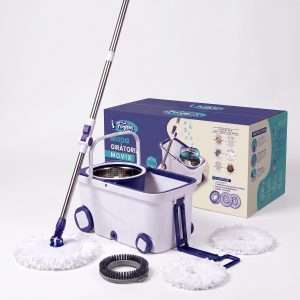 Balde Centrifugo Fontein Movix C/ruedas + 2 Mopas + Cepillo Blanco/azul