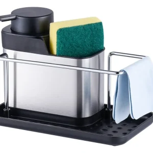 Organizador Bacha Cocina Dispenser Inox. Esponja Color Acero
