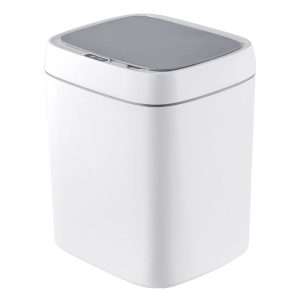 Tacho De Basura Residuos Cesto Con Sensor Automatico 7 Lts Blanco Con Tapa Gris