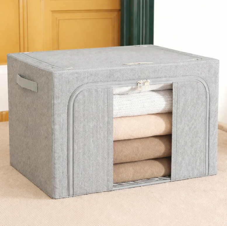 Caja Tela Plegable Multiuso Organizadora De Ropa GRIS O BEIGE