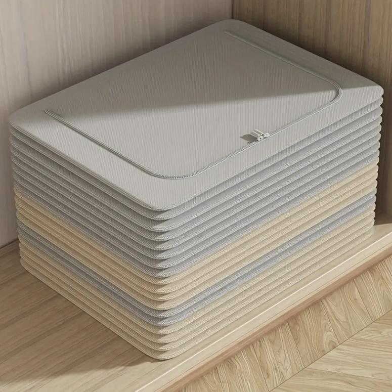 Caja Tela Plegable Multiuso Organizadora De Ropa GRIS O BEIGE - Imagen 2